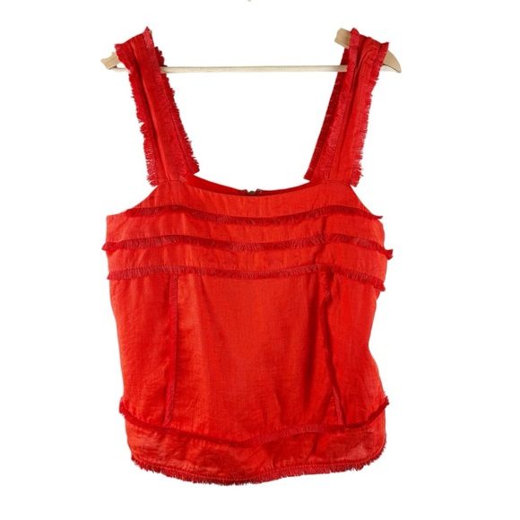 J.Crew Fringe Linen Square Neck Tank Top Size 10 - Picture 4 of 9